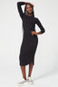 Long Sleeve Rib Dress in Black