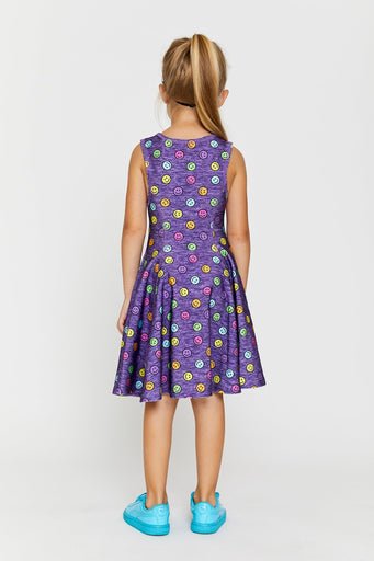 Kids Skater Dress in Rainbow Smiles