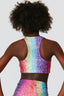 Girls Sports Bra in Rainbow Glitter Foil