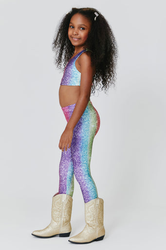 Toddler Leggings in Rainbow Glitter Foil