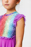 Kids Princess Dress in Rainbow Glitter Foil