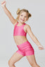 Kids Sports Bra in Melon Racing Check