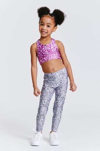 Terez x Hally Hair Kids Leggings in Silver Glitter