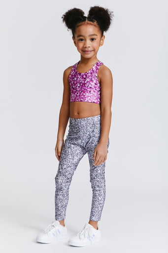 Terez x Hally Hair Toddler Leggings in Silver Glitter