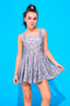 Terez x Hally Hair Toddler Skater Dress in Silver Glitter